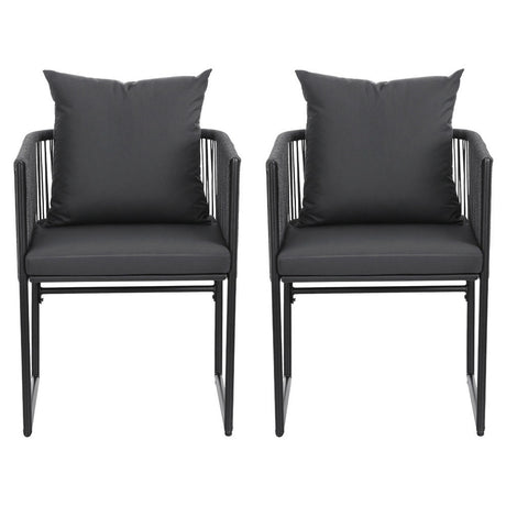 Gardeon 2PC Outdoor Dining Chairs Woven Rope Chair Patio Furniture Garden Steel