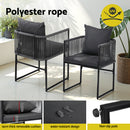 Gardeon 2PC Outdoor Dining Chairs Woven Rope Chair Patio Furniture Garden Steel