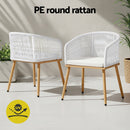 Gardeon 2PC Outdoor Dining Chairs Wicker Chair Patio Furniture Garden Steel White