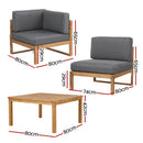 Gardeon 4-Piece Outdoor Sofa Set Wooden Couch Lounge Setting 5PCS