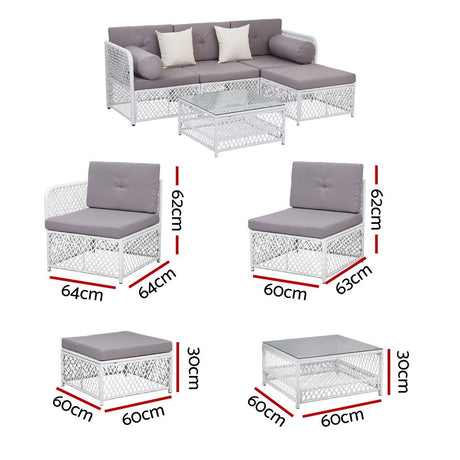 Gardeon 4 Seater Outdoor Sofa Set 5PCS Table Chair Set Garden Patio Furniture