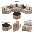 Gardeon 4 Seater Outdoor Sofa Set 7PCS Table Chair Brown Rattan Patio Furniture