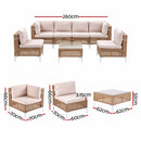 Gardeon 6 Seater Outdoor Sofa Set 7PCS Table Chair Set Garden Rattan Patio Furniture