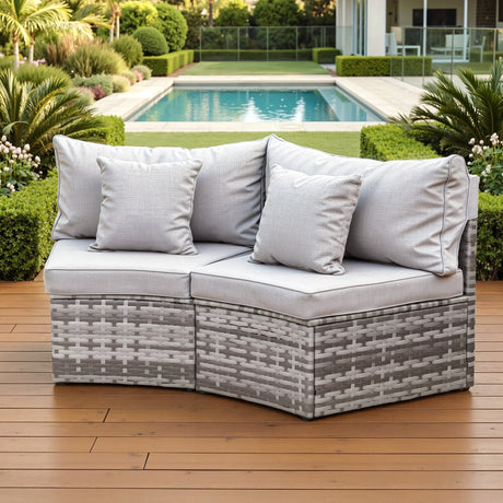 Gardeon 2 PCS Outdoor Sofa Set Rattan Modular Chair Garden Patio Furniture Grey