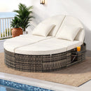 Gardeon Outdoor Day Bed Sun Lounge Setting Wicker Lounger Patio Furniture w/ Retractable Side Tray