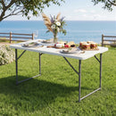 Gardeon 123cm Folding Table Portable Fold-in-Half with Handle Camping Picnic Adjustable Height