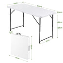 Gardeon 123cm Folding Table Portable Fold-in-Half with Handle Camping Picnic Adjustable Height