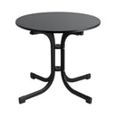 Gardeon Outdoor Side Table 80cm Folding Steel Round Bistro Desk Cafe Patio Furniture Black