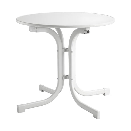 Gardeon Outdoor Side Table 80cm Folding Steel Round Bistro Desk Cafe Patio Furniture White
