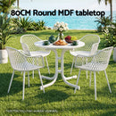 Gardeon Outdoor Side Table 80cm Folding Steel Round Bistro Desk Cafe Patio Furniture White