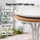 Gardeon Outdoor Side Table 80cm Folding Steel Round Bistro Desk Cafe Patio Furniture White