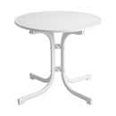 Gardeon Outdoor Side Table 80cm Folding Steel Round Bistro Desk Cafe Patio Furniture White