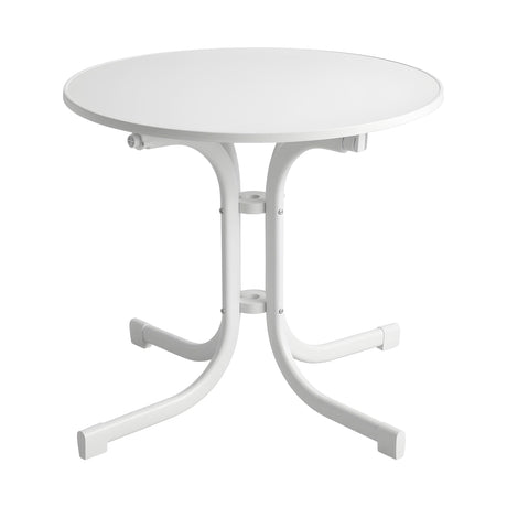 Gardeon Outdoor Side Table 80cm Folding Steel Round Bistro Desk Cafe Patio Furniture White