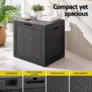 Gardeon Outdoor Storage Box 118L Container Lockable Garden Toy Tool Rattan-Texture Black