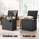 Gardeon Outdoor Storage Box 118L Container Lockable Garden Toy Tool Rattan-Texture Black