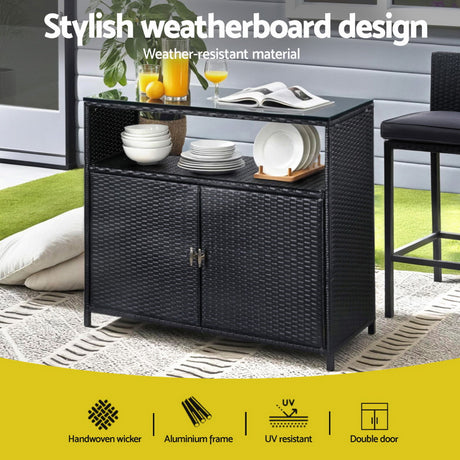 Gardeon Outdoor Storage Cabinet Box Garage Wicker Shed Tools Shelf Chest Garden