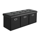 Artiss Storage Ottoman with 3 Cube Drawers Foot Stool Rest Foldable Black