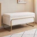 Artiss Storage Ottoman Boucle Padded Seat Footrest Hidden Storage Cream White