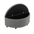 Artiss Storage Ottoman Bench Linen Fabric Tufted Half Round Footstool Grey