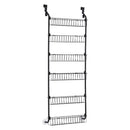 Artiss Over Door Storage Hanger Pantry 6-Tier Metal Hook Hanging Organiser Black