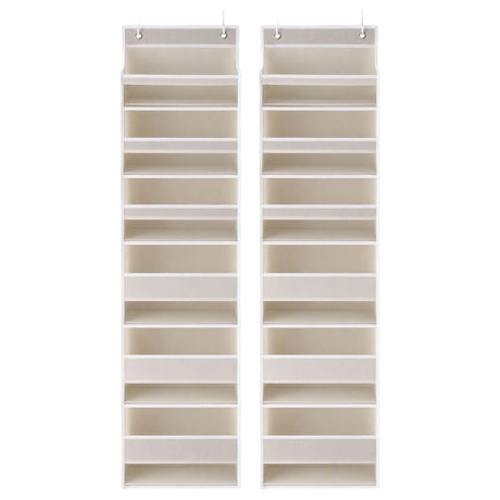 Artiss 2X Over Door Storage Hangers Pantry 6-Tier Organiser Pockets Fabric Beige