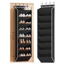 Artiss Over Door Shoe Organiser Storage X2 8-Tier Pantry Hanger Fabric Black