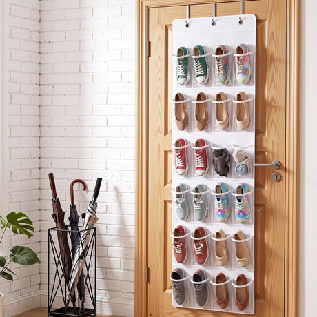 Artiss Over Door Shoe Organiser Storage 6-Tier Pantry Hanger 24 Pockets White