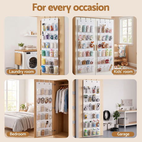 Artiss Over Door Shoe Organiser Storage X2 6-Tier Pantry Hanger 24 Pockets White