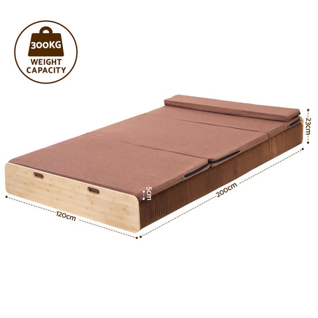 Artiss Folding Kraft Paper Bed Frame with Mattress and Pillow 300kg Capacity 200x120cm