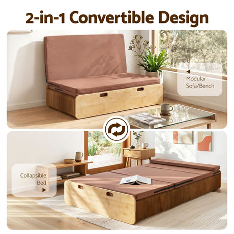 Artiss Folding Kraft Paper Bed Frame with Mattress and Pillow 300kg Capacity 200x120cm
