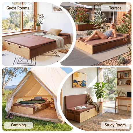 Artiss Folding Kraft Paper Bed Frame with Mattress and Pillow 300kg Capacity 200x120cm