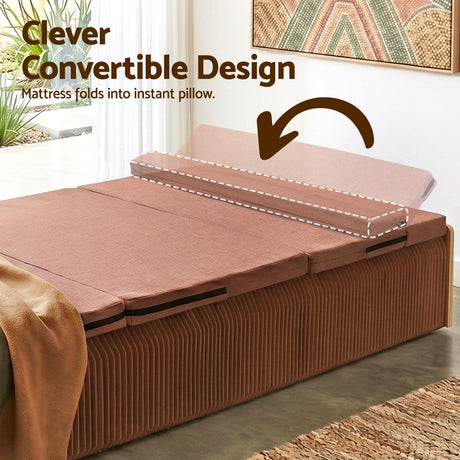 Artiss Folding Kraft Paper Bed Frame with Mattress and Pillow 300kg Capacity 200x120cm