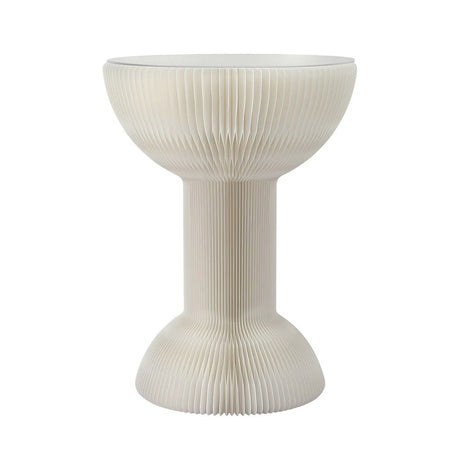 Artiss Paper End Table Honeycomb Coffee Table Foldable Round Bedside Side Table White 40x55cm