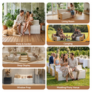 Artiss Folding Kraft Paper Sofa 3 Seater Accordion Bench with PU Leather Cushion Collapsible Couch 300kg Capacity 150x59x63cm