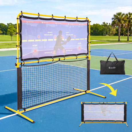 Everfit Pickleball Net Rebounder Portable Training Practice 6FT Black Yellow