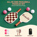 Everfit Pickleball Paddle Set Fibreglass Racquet Honeycomb Core With Bag Brown