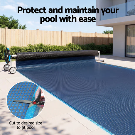 Aqua Buddy Pool Cover 500 Micron 6.5x3m w/ Blue Roller 5.55m Swimming Pools Black Solar Blanket