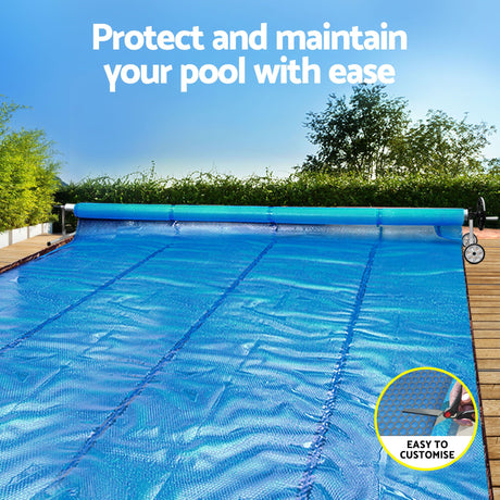 Aqua Buddy Pool Cover 600 Micron 9.5x5m w/ Roller 5.55m Swimming Pools Sliver Solar Blanket