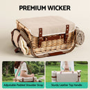 Alfresco 4 Person Insulated Picnic Basket Set with Foldable Wood Table Mat