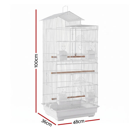 i.Pet 100cm Bird Cage Aviary Parrot Budgie White