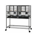 i.Pet 106cm 2-in-1 Bird Cage Aviary with Divider Parrot Budgie Wheels Black