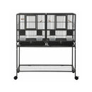 i.Pet 106cm 2-in-1 Bird Cage Aviary with Divider Parrot Budgie Wheels Black
