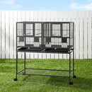 i.Pet 106cm 2-in-1 Bird Cage Aviary with Divider Parrot Budgie Wheels Black