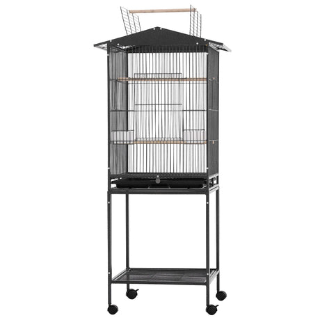 i.Pet 136cm Bird Cage Aviary Open Top Parrot Budgie Stand Wheels Black