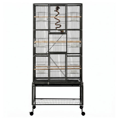 i.Pet 176cm 3-Tier Large Bird Cage Aviary with Ladder Parrot Budgie Wheels Black