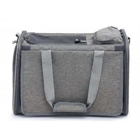 i.Pet Pet Carrier Bag Foldable Dog Cat Durable Crate Travel Cage Portable Car Kennel Grey