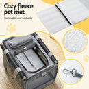 i.Pet Pet Carrier Bag Foldable Dog Cat Durable Crate Travel Cage Portable Car Kennel Grey