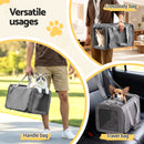 i.Pet Pet Carrier Bag Foldable Dog Cat Durable Crate Travel Cage Portable Car Kennel Grey