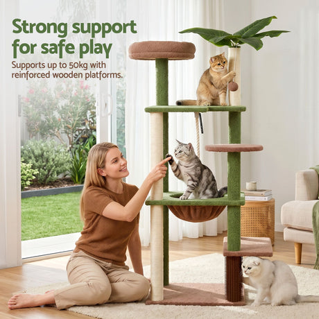 i.Pet Cat Tree Tower 152cm Jungle Multi-Level Scratching Post Leafy Canopy