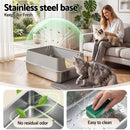 i.Pet XXL Cat Litter Box Stainless Steel Jumbo Semi-Enclosed Pet Kitty Toilet Grey